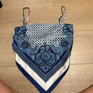 Blue and White Paisley Bandana Top
